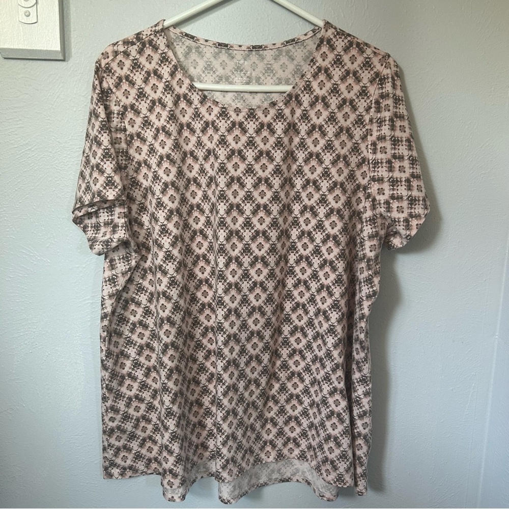 J Jill pure jill scoop neck elliptical tee Pima cotton size XXL geometric print